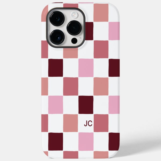 Monogram Chequered Pink Modern Simple Pattern Case-Mate iPhone Case (Back)