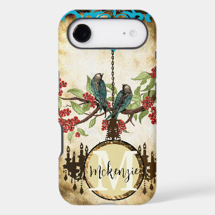 Monogram Cherry Blossom  Bird Chandelier iPhone