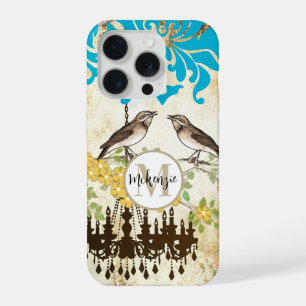 Monogram Cherry Blossom  Bird Chandelier iPhone 15 Pro Case