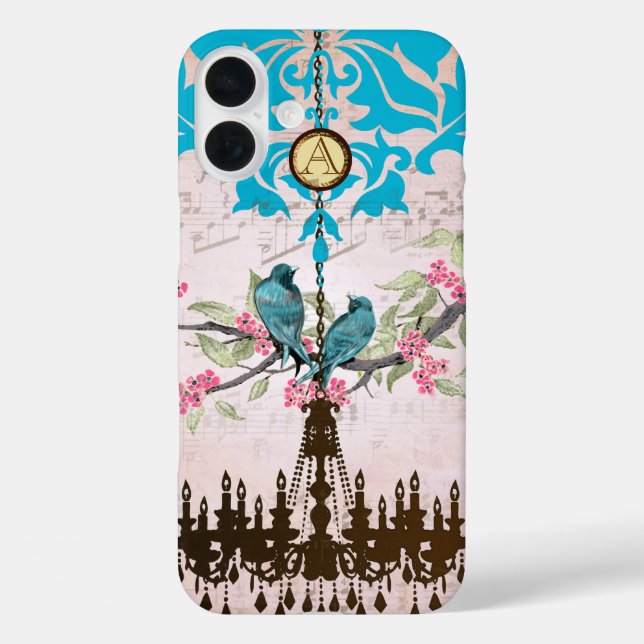 Monogram Cherry Blossom  Bird Chandelier iPhone Case-Mate iPhone Case (Back)