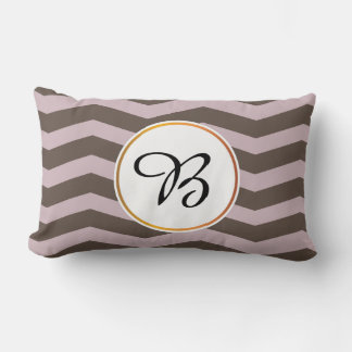 monogram & chevron patterned lumbar pillow