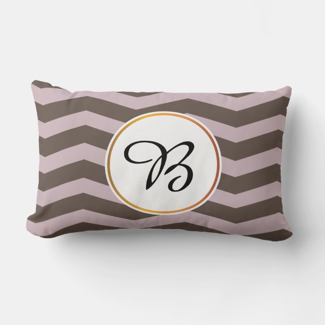 monogram & chevron patterned lumbar pillow (Front)