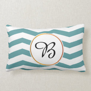 monogram & chevron patterned lumbar pillow