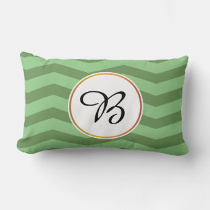 monogram & chevron patterned lumbar pillow