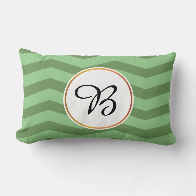 monogram & chevron patterned lumbar pillow (Front)