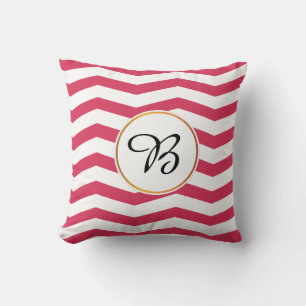 monogram & chevron patterned throw pillow
