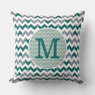 monogram chevron stripes throw pillow