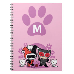 Monogram Chibi Harley Quinn & Catwoman With Cats Notebook
