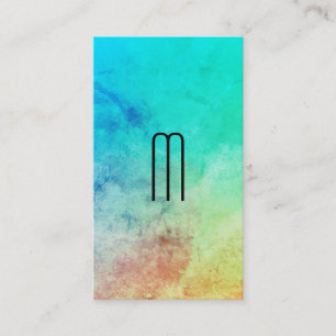 Monogram Chic Coloured Texture and Grey Business Card