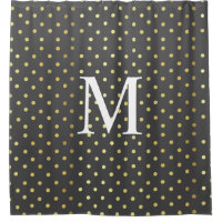 Monogram Chic Faux Foil Leaf Gold Dots Grey