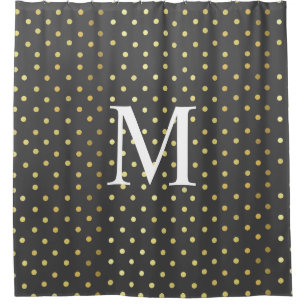 Monogram Chic Faux Foil Leaf Gold Dots Grey 