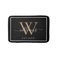 Monogram Chic Gold Script Names Wedding Date Black