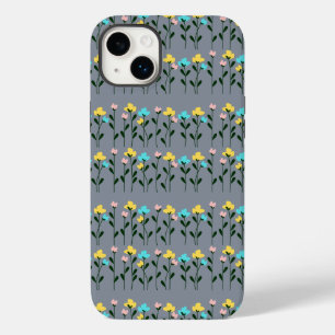 Monogram chic Grey Floral Pattern Case-Mate iPhone 14 Plus Case