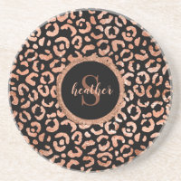 Monogram Chic Leopard Animal Print Coaster