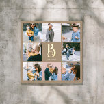 Monogram Chic Multi Photo Boho Beige Foil Prints<br><div class="desc">Add a touch of elegance to your home decor with our personalized square foil art print. This exquisite piece features a photo collage of 6 square photos, perfectly arranged to showcase your favourite memories. In the centre of the print, personalize your monogram in a decorative vintage font, rendered in real...</div>