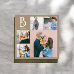 Monogram Chic Multi Photo Boho Beige Foil Prints<br><div class="desc">Elevate your home decor with our personalized square foil art print, perfect for adding a touch of elegance and personalization to any space. This stunning piece features a photo collage with 4 square photos and 1 larger vertical photo, allowing you to showcase your favourite memories in a visually appealing layout....</div>