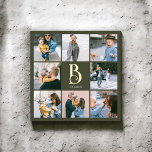 Monogram Chic Multi Photo Boho Green Foil Prints<br><div class="desc">Add a touch of elegance to your home decor with our personalized square foil art print. This exquisite piece features a photo collage of 6 square photos, perfectly arranged to showcase your favourite memories. In the centre of the print, personalize your monogram in a decorative vintage font, rendered in real...</div>