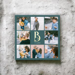 Monogram Chic Multi Photo Teal Foil Prints<br><div class="desc">Add a touch of elegance to your home decor with our personalized square foil art print. This exquisite piece features a photo collage of 6 square photos, perfectly arranged to showcase your favourite memories. In the centre of the print, personalize your monogram in a decorative vintage font, rendered in real...</div>