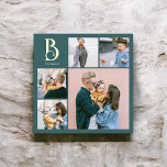 Monogram Chic Multi Photo Teal Foil Prints<br><div class="desc">Elevate your home decor with our personalized square foil art print, perfect for adding a touch of elegance and personalization to any space. This stunning piece features a photo collage with 4 square photos and 1 larger vertical photo, allowing you to showcase your favourite memories in a visually appealing layout....</div>