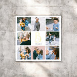 Monogram Chic Multi Photo White Foil Prints<br><div class="desc">Add a touch of elegance to your home decor with our personalized square foil art print. This exquisite piece features a photo collage of 6 square photos, perfectly arranged to showcase your favourite memories. In the centre of the print, personalize your monogram in a decorative vintage font, rendered in real...</div>