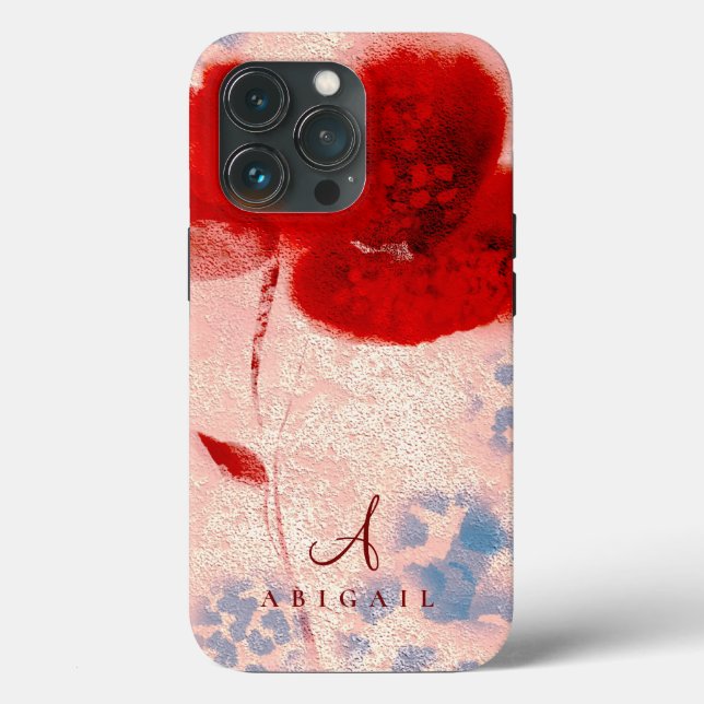 Monogram Chic Rose Gold and Burgundy Floral Case-Mate iPhone Case (Back)