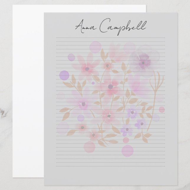 Monogram Chic Script Name Stationery Paper (Front/Back)