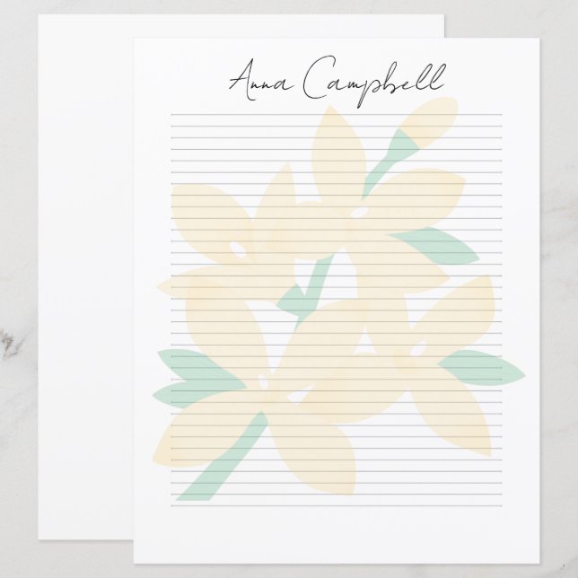 Monogram Chic Script Name Stationery Paper (Front/Back)