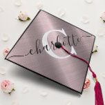 Monogram Chic Trendy Blush Pink Brushed Metal Graduation Cap Topper<br><div class="desc">Monogram Chic Trendy Blush Pink Brushed Metal Graduation Cap Topper</div>