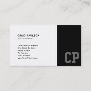 Monogram Chic White Black Business Card