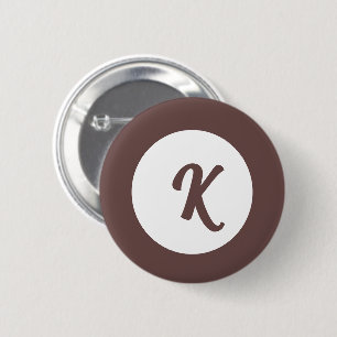 Monogram chocolate plum and white 2 inch round button