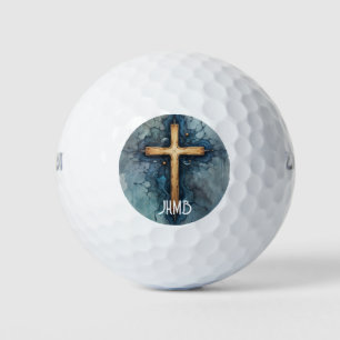 Monogram Christian Cross Crucifix  Golf Balls