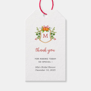 Monogram Christmas Bridal shower  Gift Tags