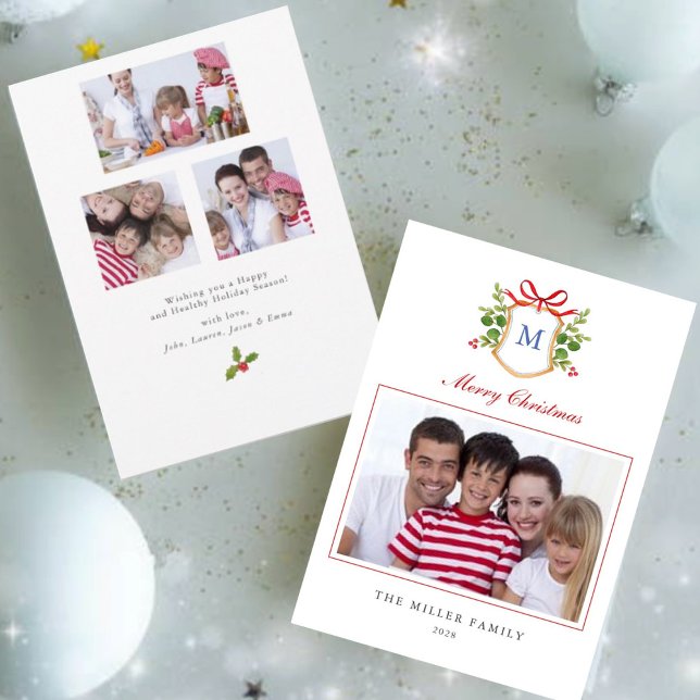 Monogram Christmas card with Multiple photos (Creator Uploaded)