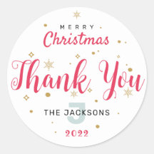 Monogram Christmas, cute, custom Thank you