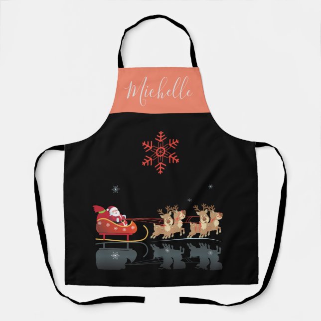 Monogram Christmas & Happy New Year! Gifts Santa Apron (Front)