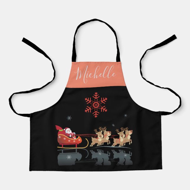 Monogram Christmas & Happy New Year! Gifts Santa Apron (Front)