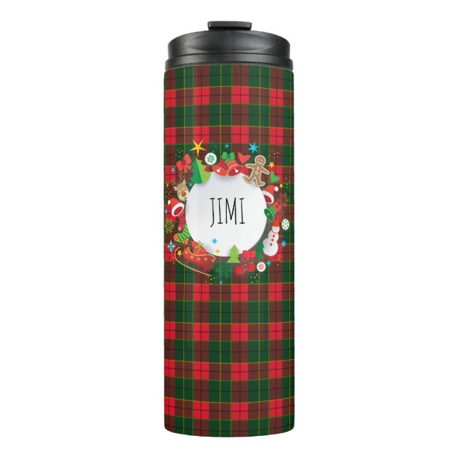 Monogram Christmas Happy New Year Scotland Pattern Thermal Tumbler (Front)