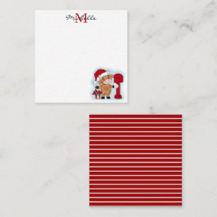 Monogram Christmas Holiday Cute Cow Personalized Card