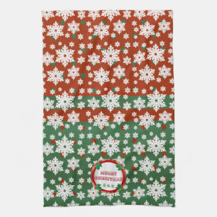 Monogram Christmas Snowflake Design Kitchen Towel