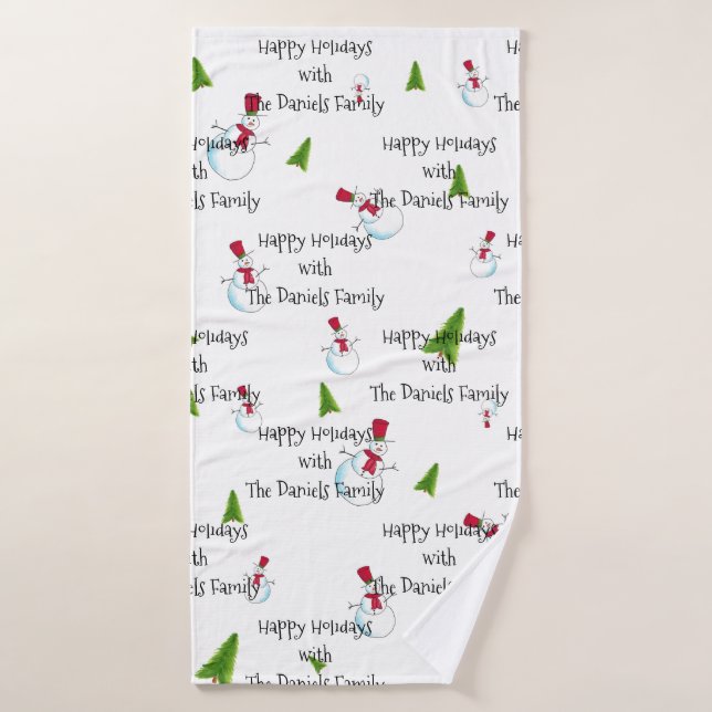 Monogram Christmas Snowman Towne (Serviette de bain)