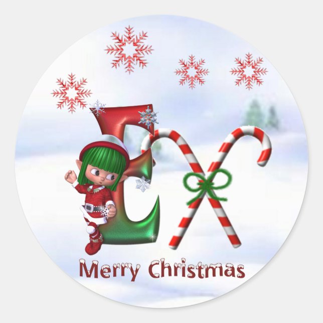 Monogram Christmas Sticker E (Front)