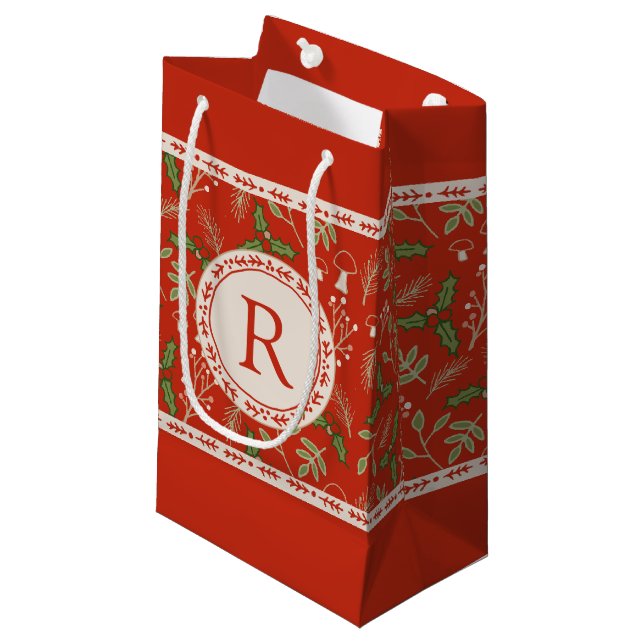 Monogram Christmas Woodlands Small Gift Bag (Front Angled)