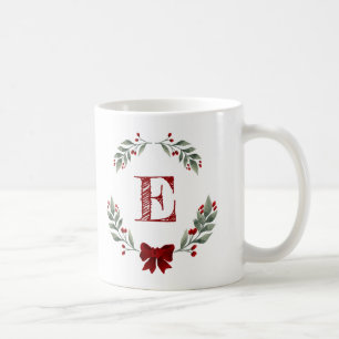 Monogram Christmas Wreath Coffee Mug