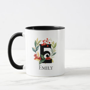 Monogram Christmas Wreath Initial E Coffee Mug