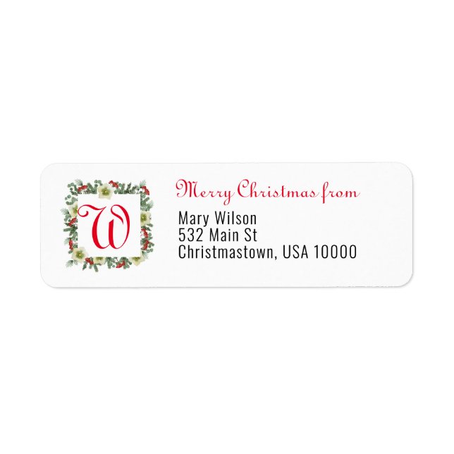 Monogram Christmas Wreath Merry Christmas White (Front)