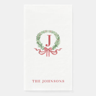 Monogram Christmas Wreath Napkin