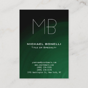 Monogram chubby moderne vert noir carte de visite