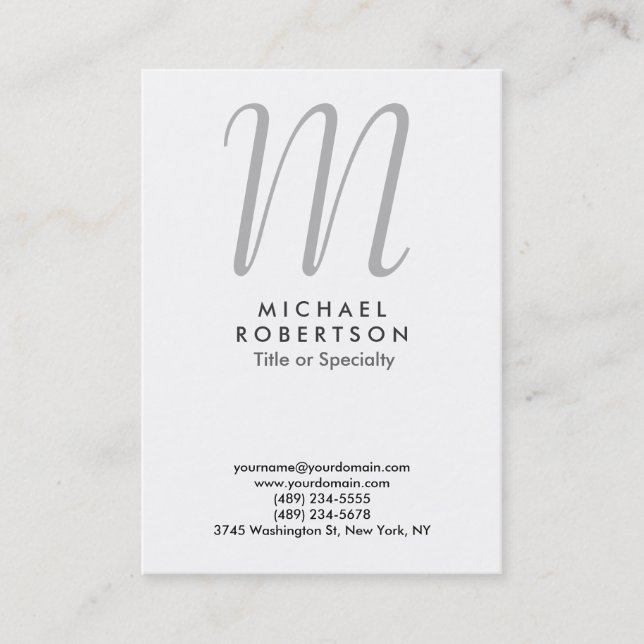 Monogram Chubby Professional Business Card (Front)