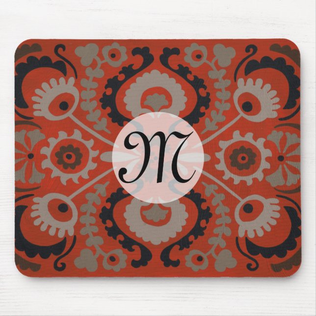 Monogram | Cinnabar Suzani I Mouse Pad (Front)