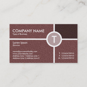 Monogram Circle Cross - Brown Embossed Texture Business Card